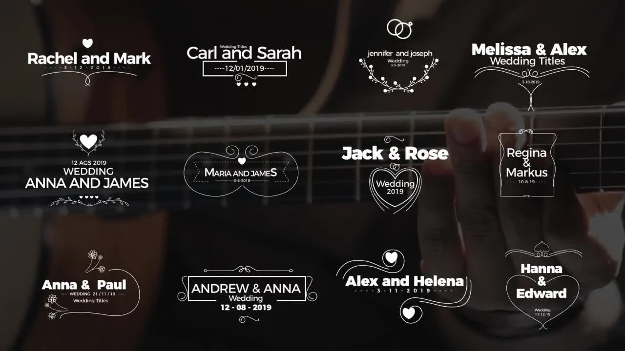 12个全屏婚礼标题低三分之一像素设计精选AE模板