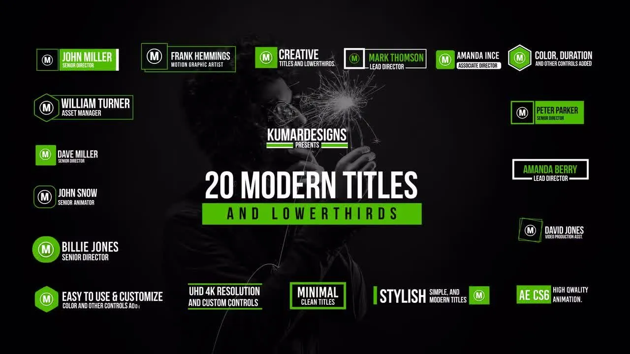 20款时尚文字标题字幕条动画像素设计精选AE模板