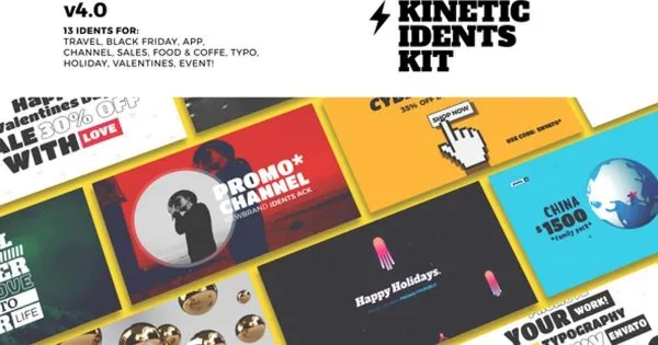 促销广告语字幕特效像素设计精选AE模板 Promo Idents