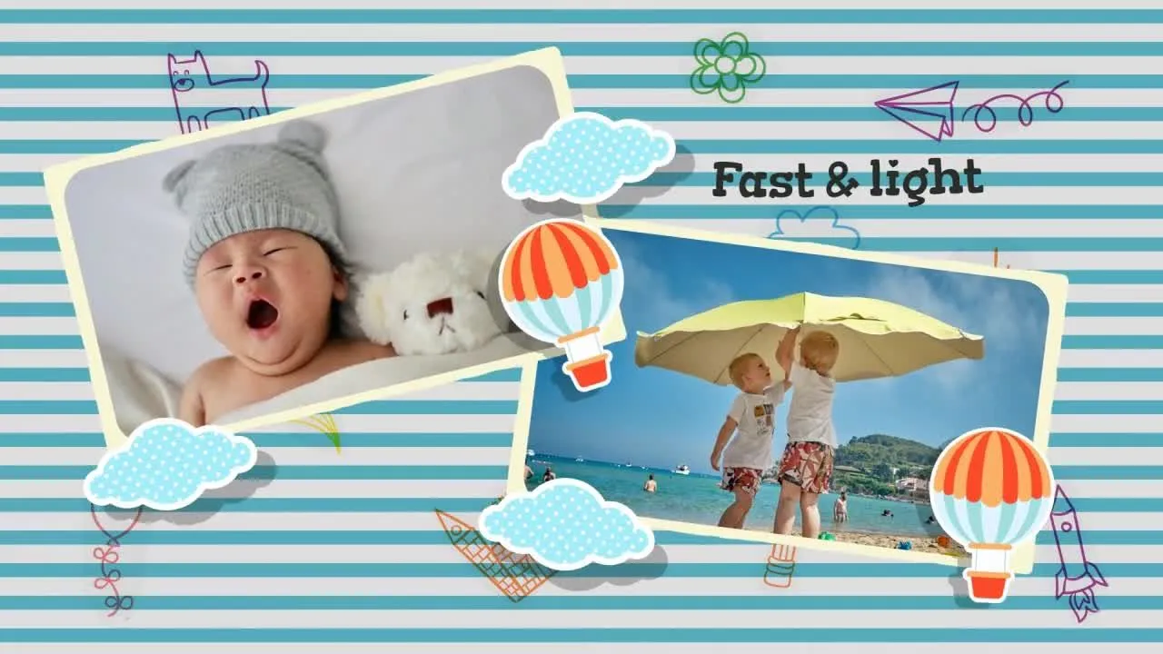 儿童幻灯片照片展示像素设计精选AE模板