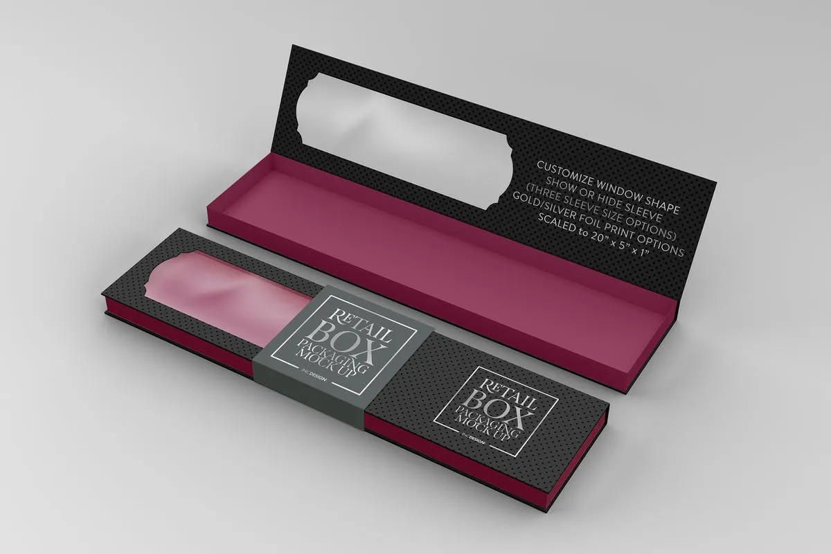 高端矩形可折叠礼品盒包装样机 Rectangle Collapsible Box Packaging Mockup