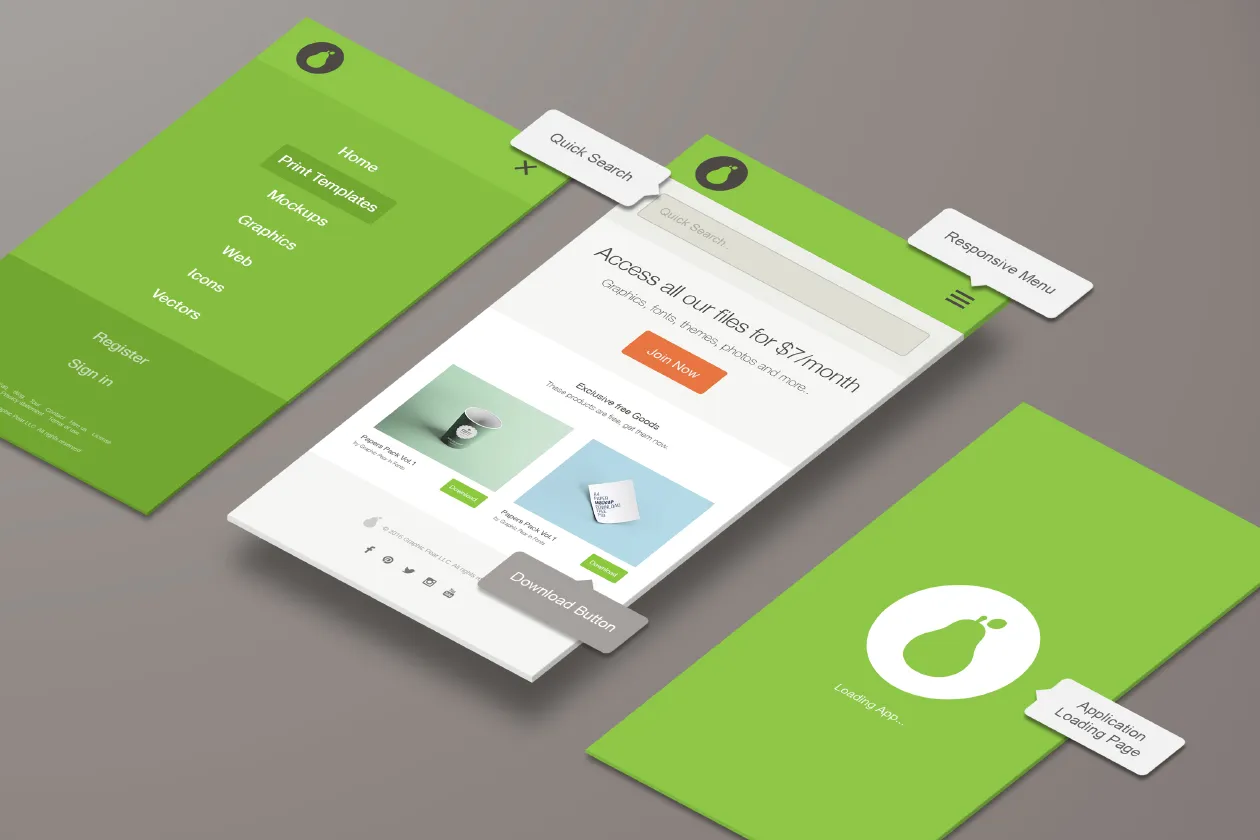 透视App屏幕演示UI设计样机