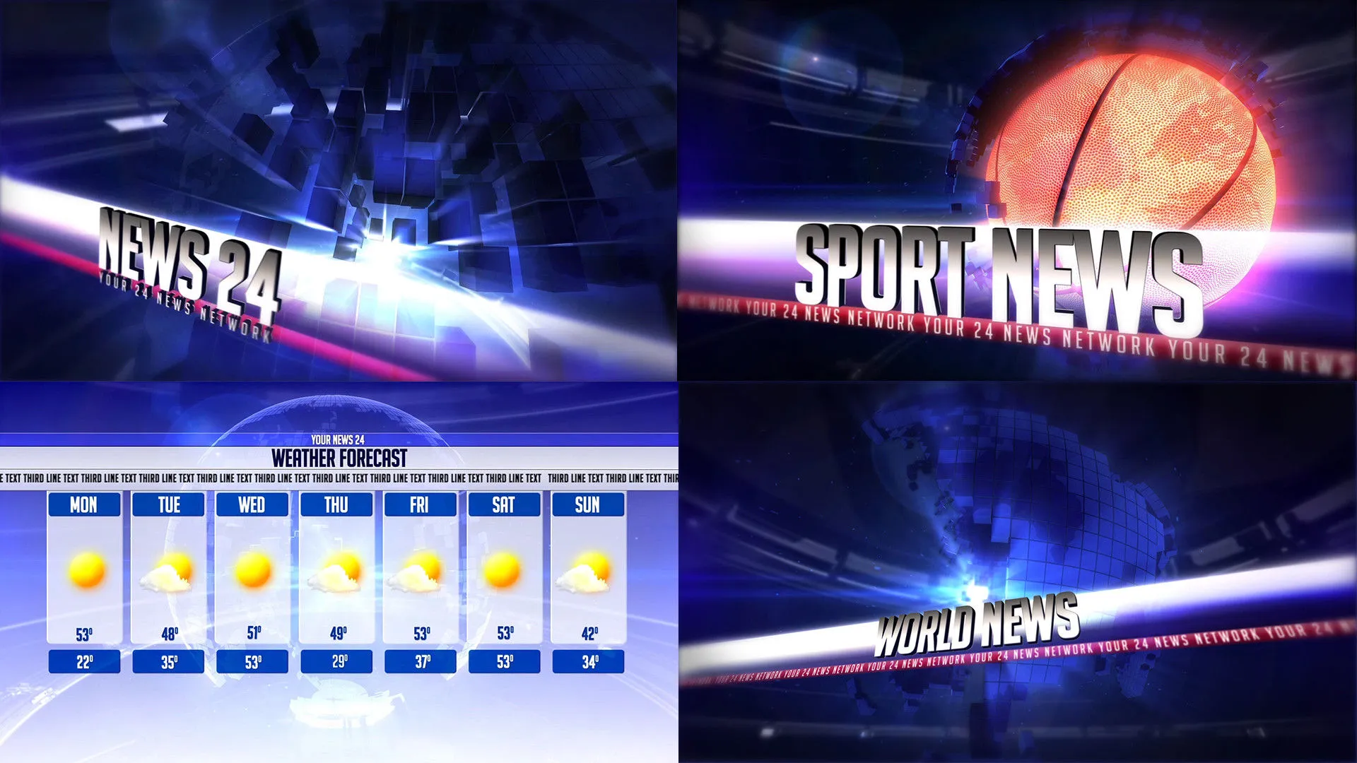 高端的24小时广播新闻介绍像素设计精选AE模板