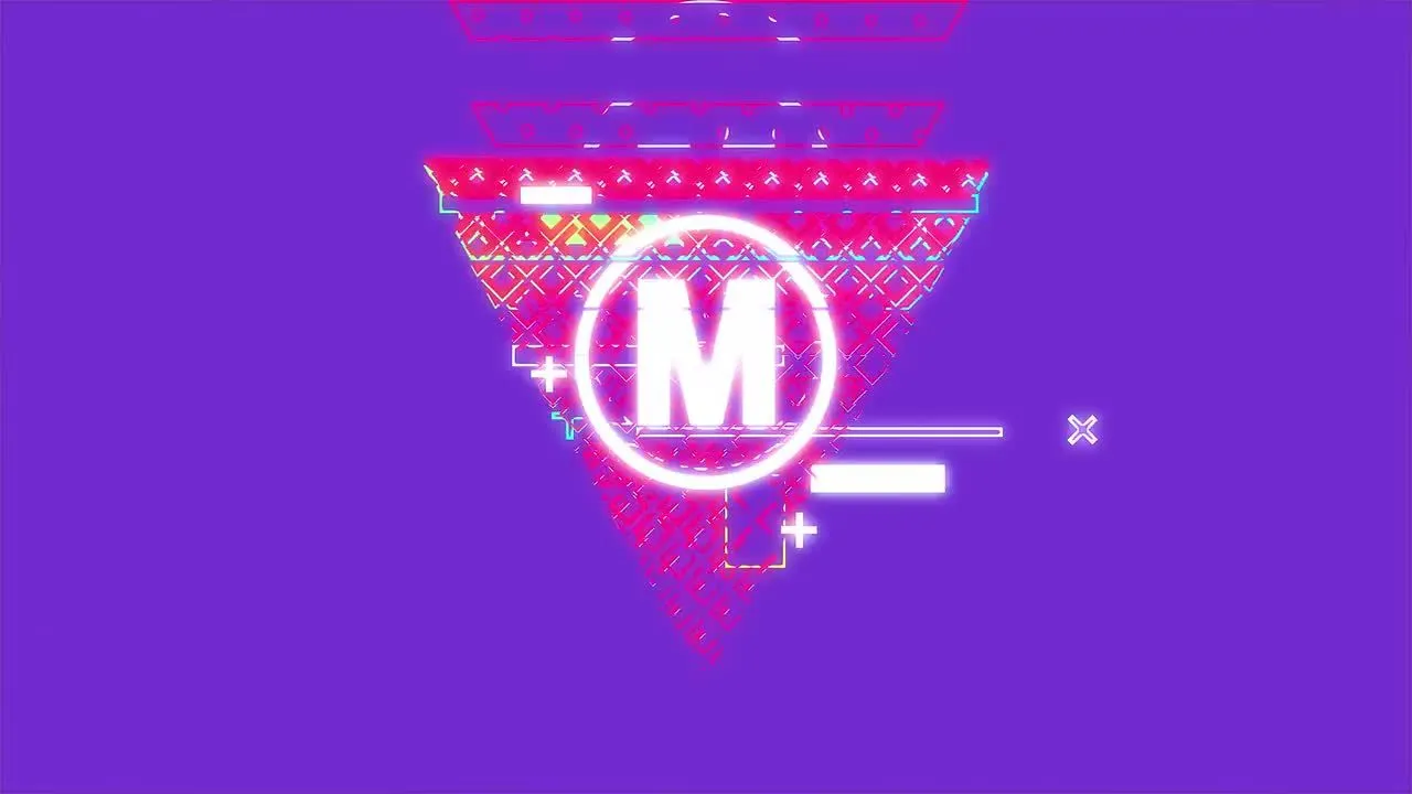 具有整洁的毛刺和扭曲效果动画徽标像素设计精选AE模板