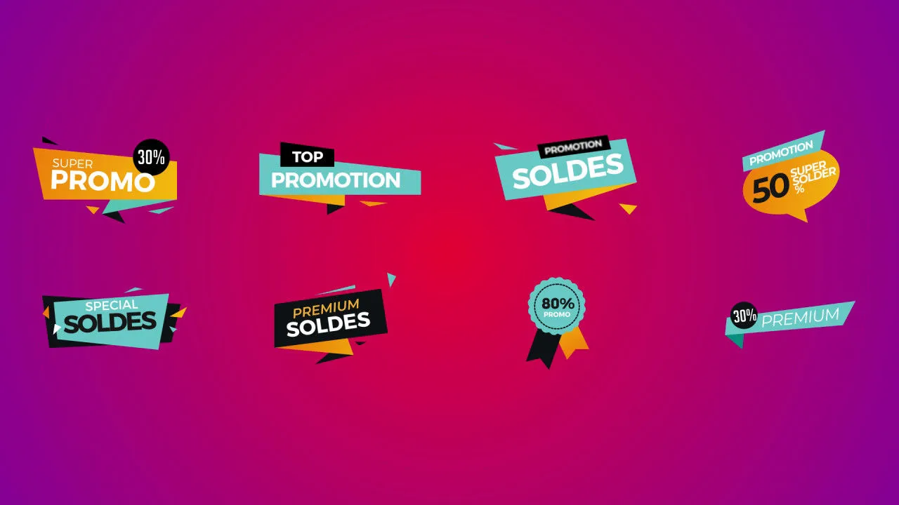 一个时尚的促销徽章效果像素设计精选AE模板