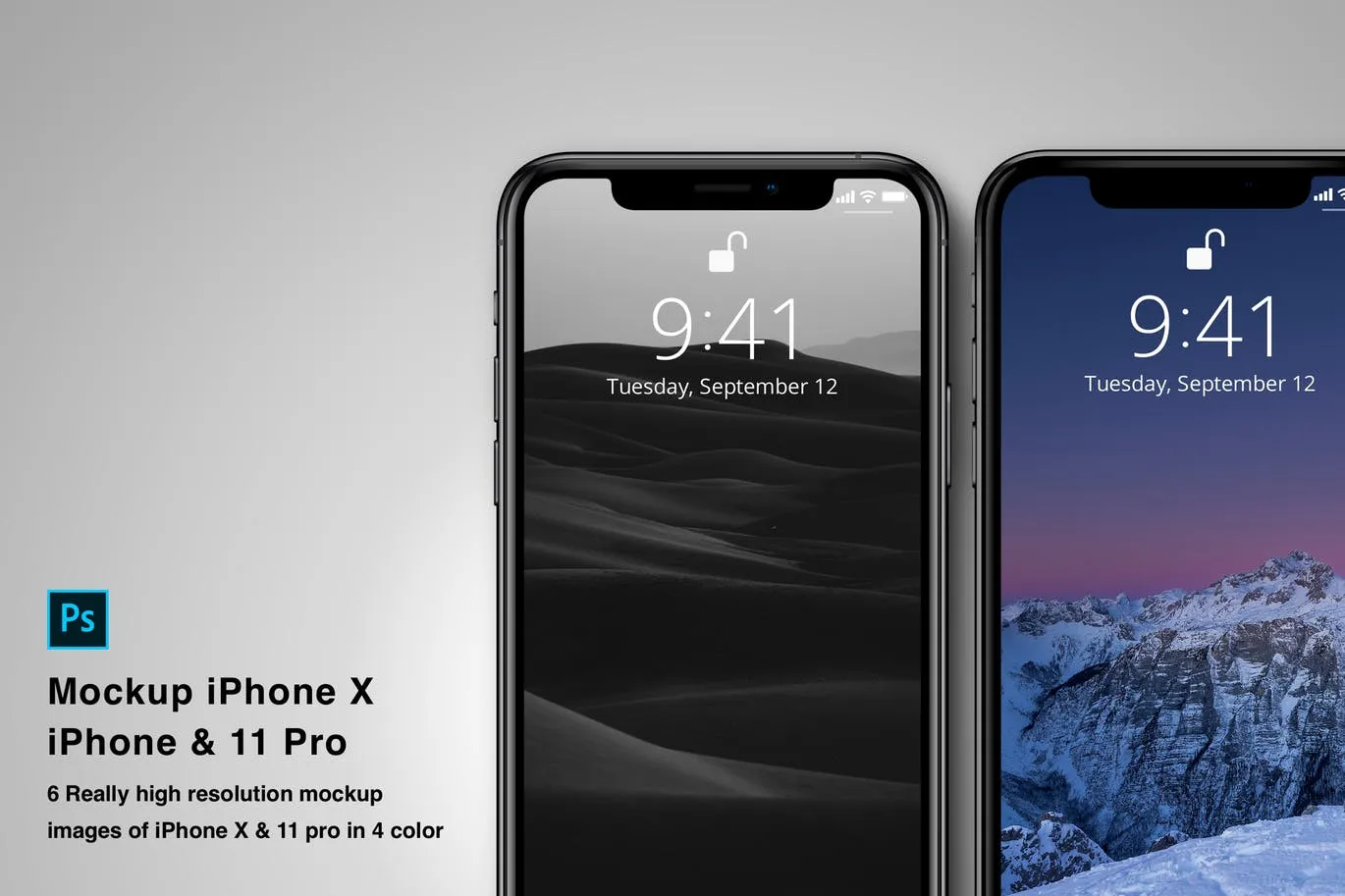 iPhone 11amp; X苹果智能手机样机PSD模板 Mockup iPhone 11 and iPhone X
