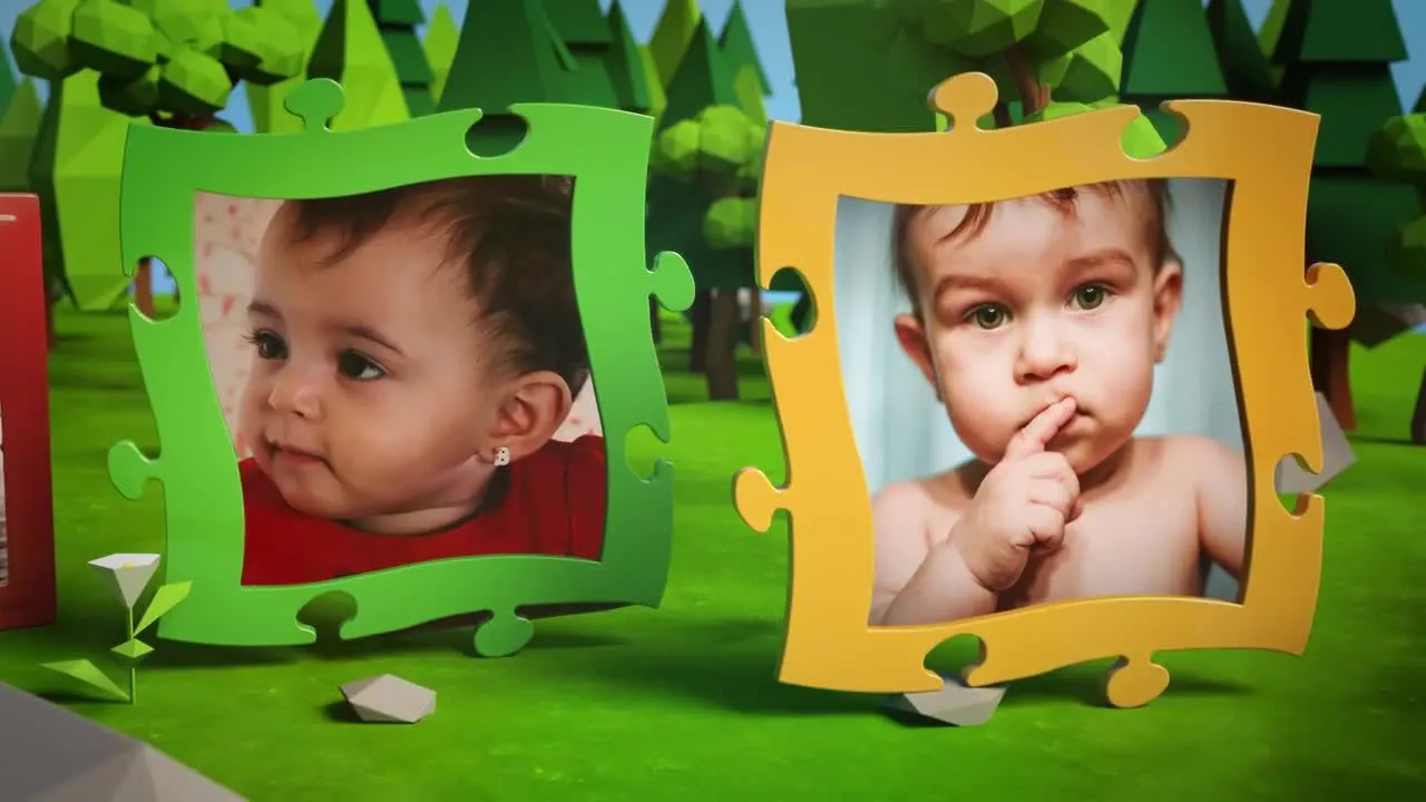 儿童成长纪念相册视频特效像素设计精选AE模板