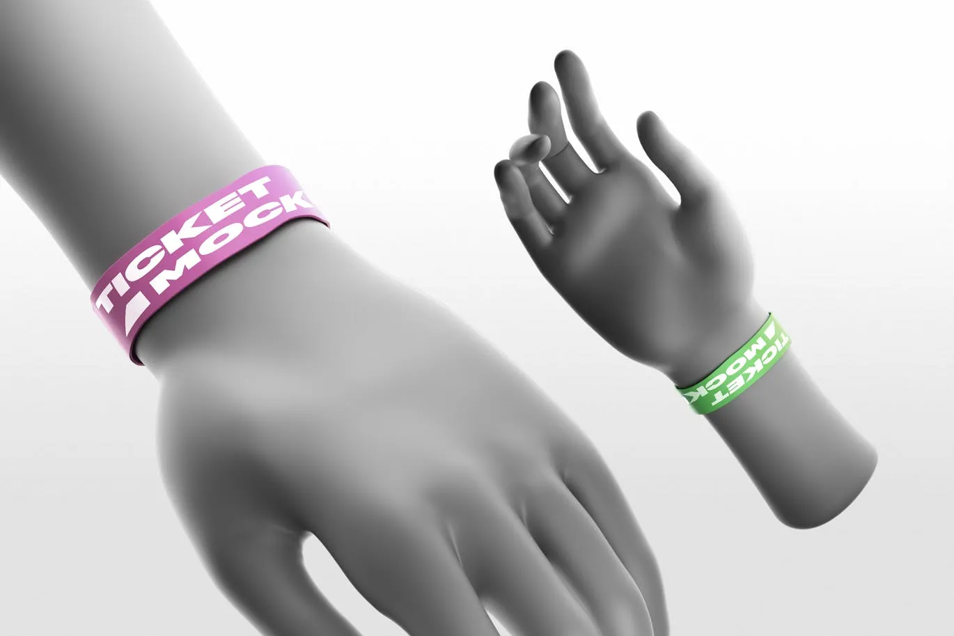 腕带门票图案设计样机像素设计精选 Wristband Ticket Mockups