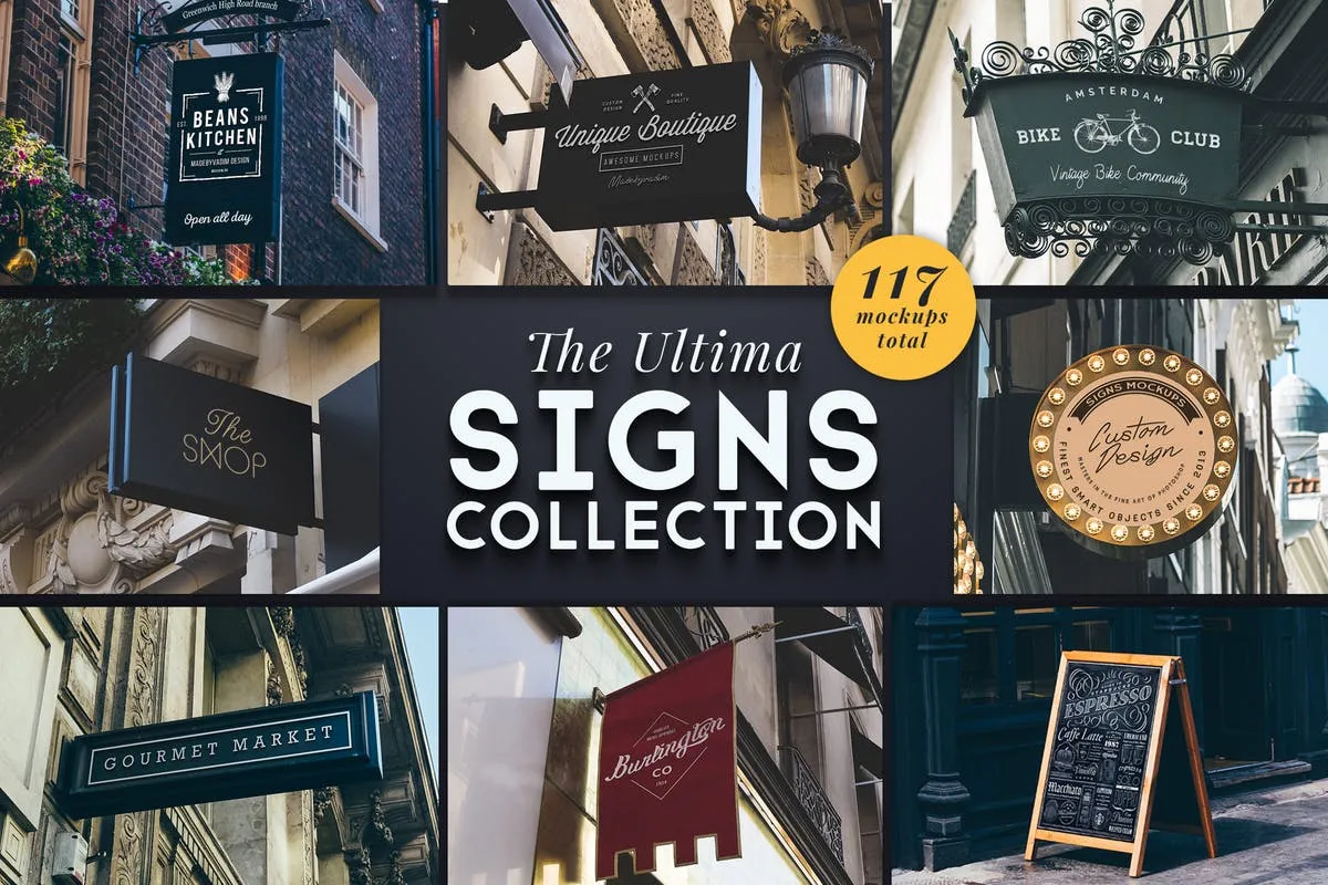 117个店招/店铺黑板样机超级合集 The Ultima Signs Collection