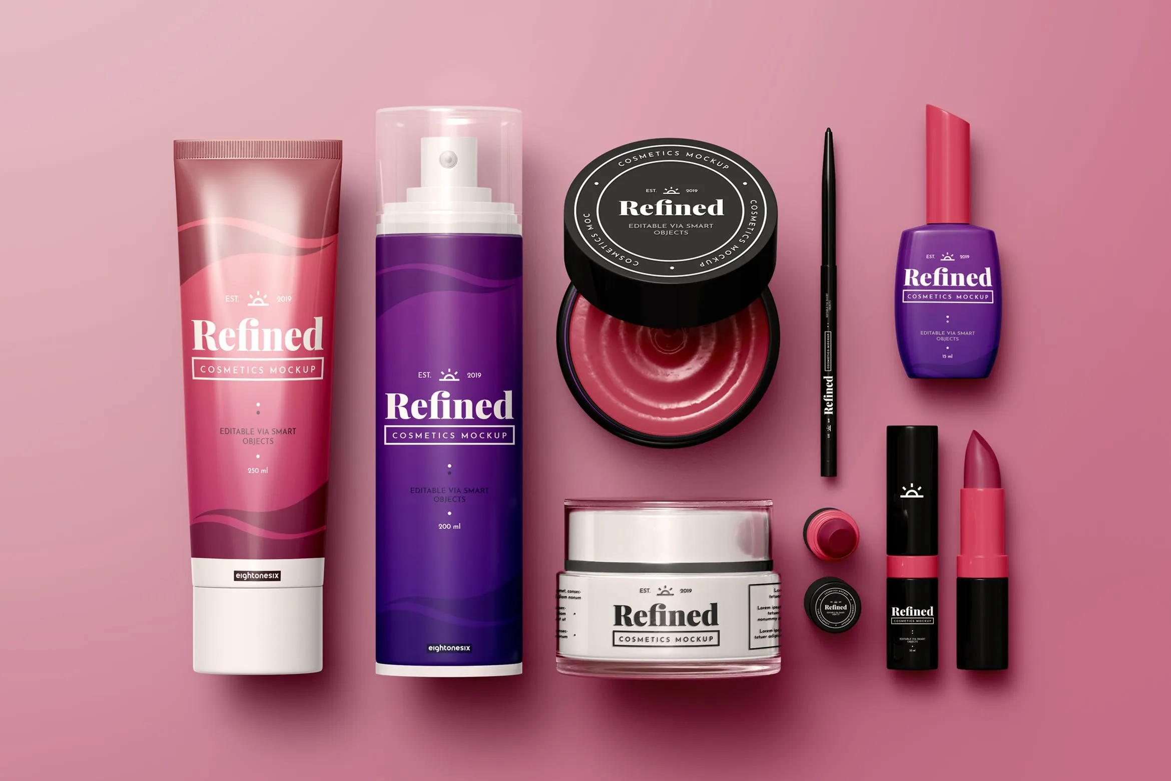 化妆品套装外包装设计样机模板 Cosmetic Pack Mock-Up Template