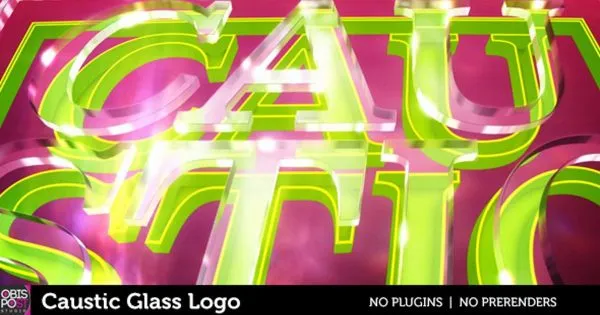 水晶玻璃亚克力发光效果Logo演示像素设计精选AE模板 Caustic Glass Logo