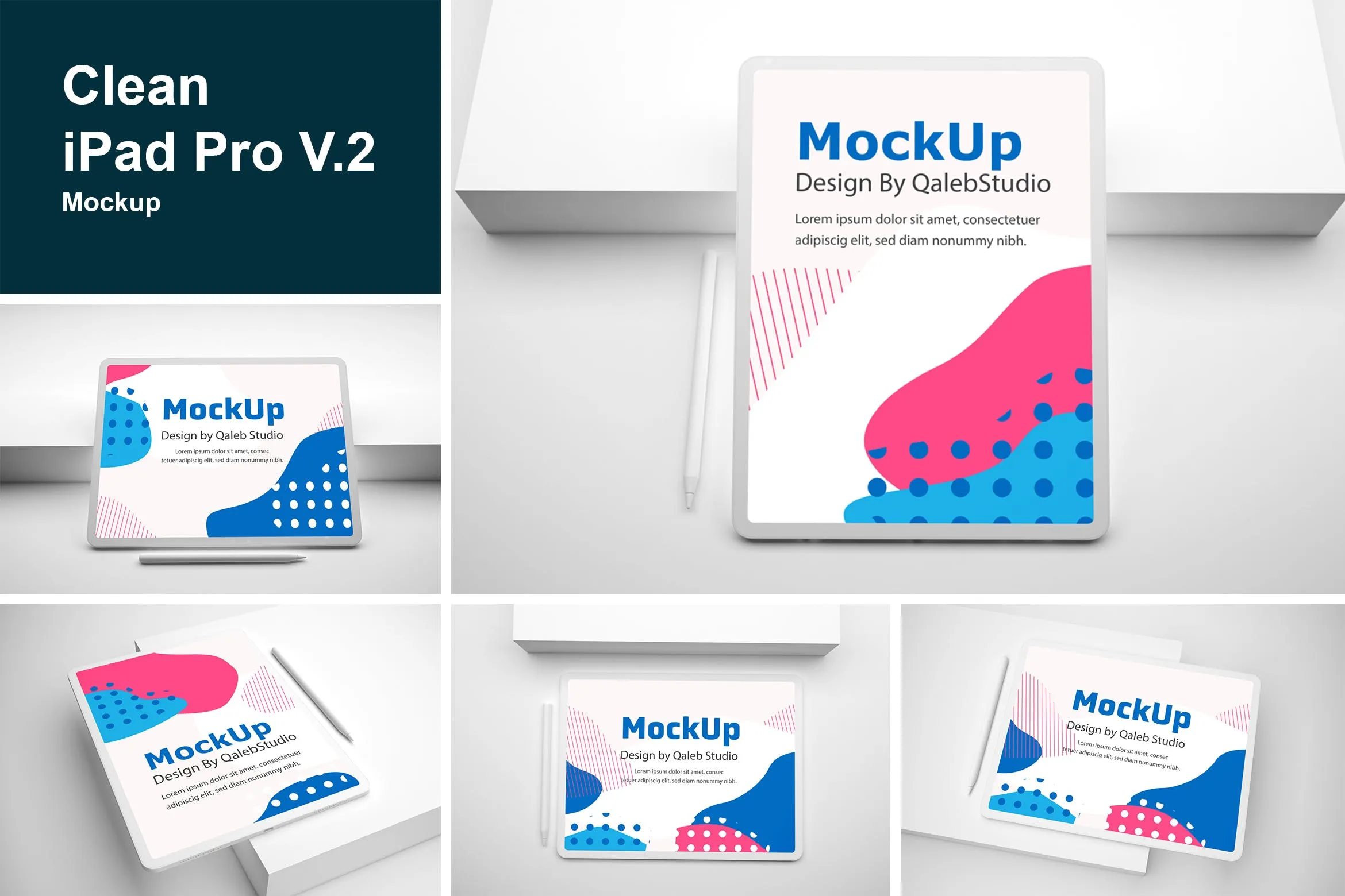 简约风格背景iPad Pro平板电脑像素设计精选样机模板v2 Clean iPad Pro V.2 Mockup