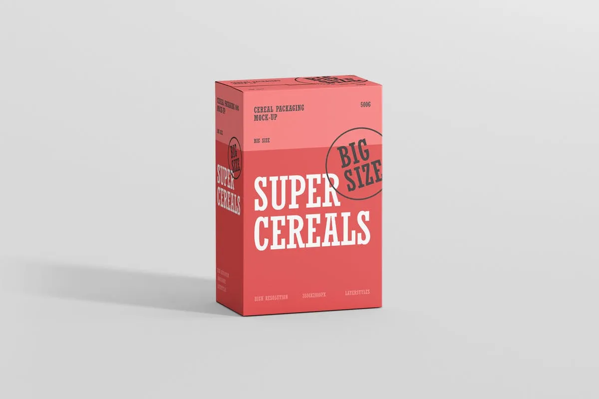 营养谷物食品包装大尺寸盒子样机 Cereals Box Mockup#8211; Big Size