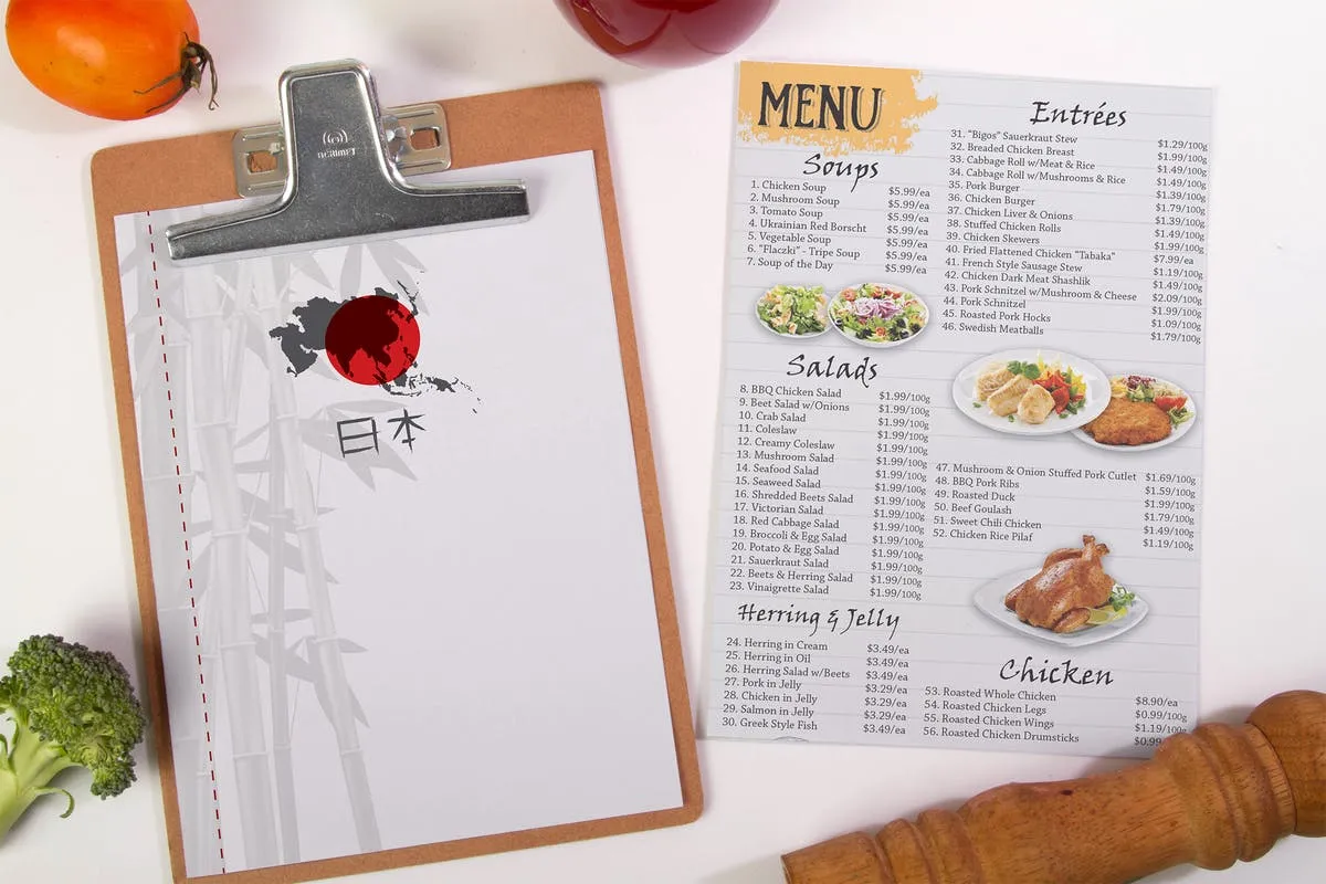 日式餐厅日本菜食物菜单设计样机 Food Menu Mock Up