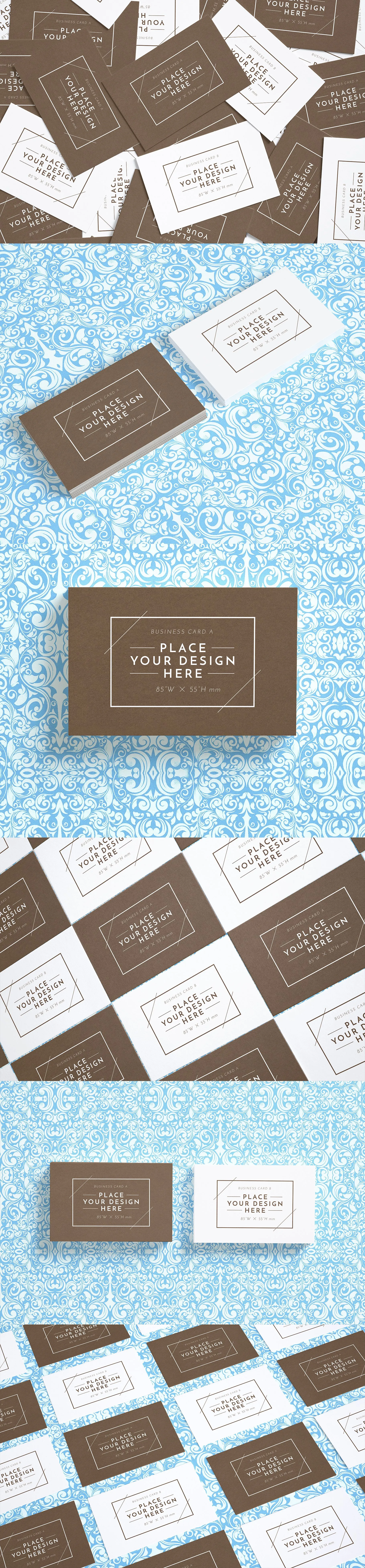 商业企业名片特写镜头样机 Close-up Business Cards Mockup v.4