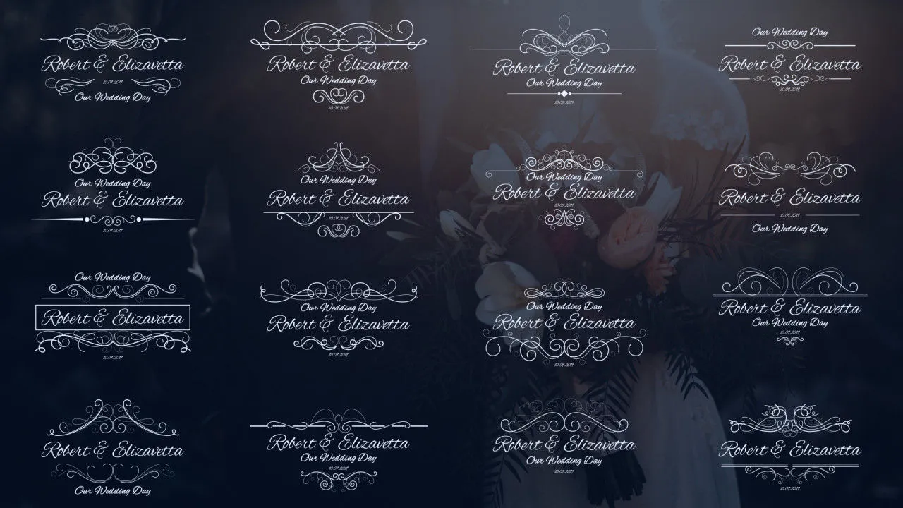 16个时尚的婚礼书法标题像素设计精选AE模板