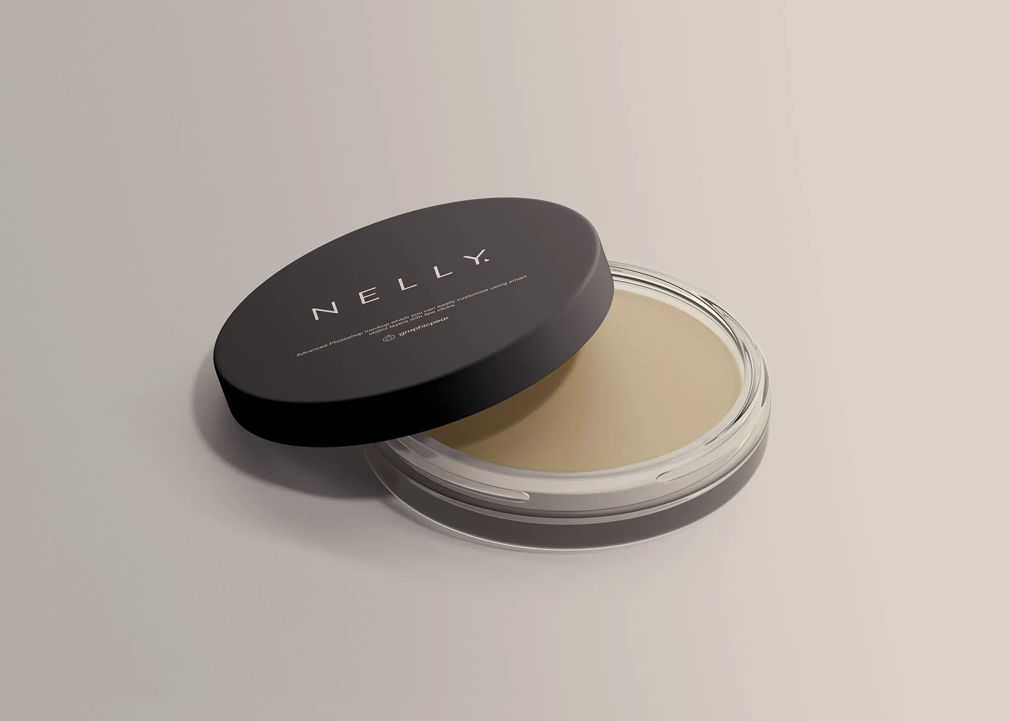 圆形透明玻璃化妆盒外观设计展示像素设计精选 Clear Glass Cosmetic Jar Mockup