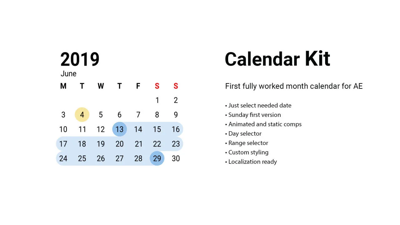 日历工具包动画像素设计精选AE模板