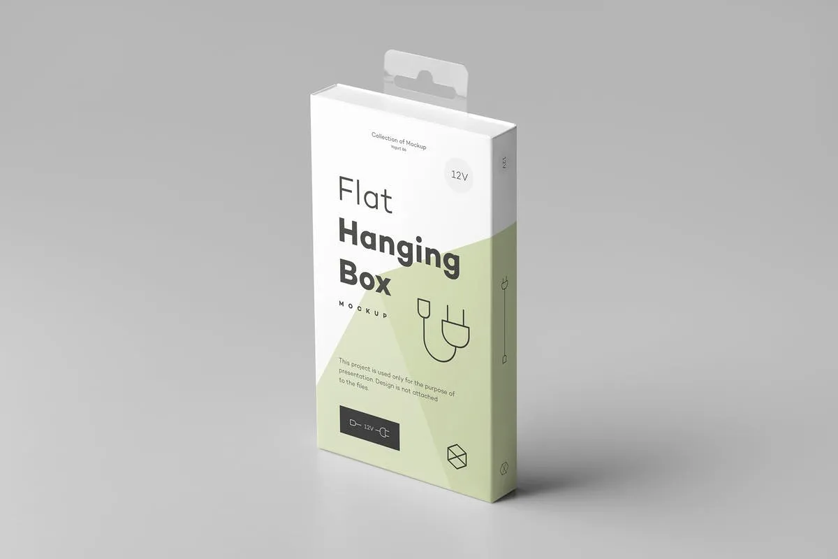 挂耳式电子3C设备包装盒样机模板 Hanging Box Mock-up 2