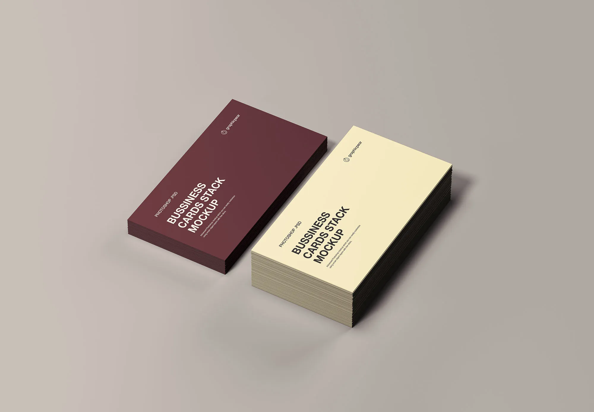 企业名片设计叠放效果图样机模板 Business Cards Stack Mockup