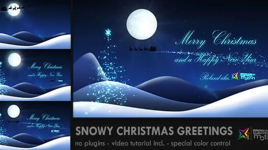 雪花粒子夜景圣诞节祝福视频像素设计精选AE模板 Snowy Christmas Greetings