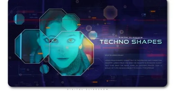 高科技几何图形幻灯片特效像素设计精选AE模板 Techno Shapes Digital Slideshow