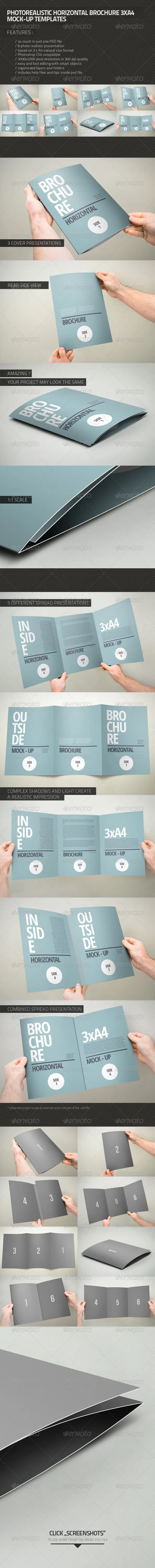 A4规格3折页小册展示样机 3xA4 Brochure Mock-up