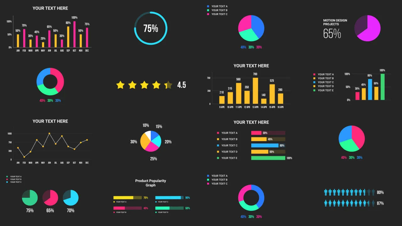 40种信息图表元素像素设计精选AE模板