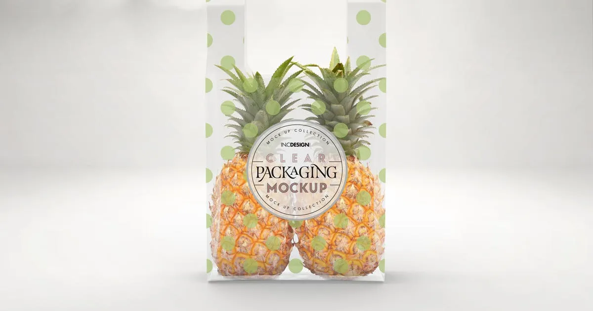 背心式透明塑料袋外观设计效果图样机 Clear Bag with Vest Handle Mockup