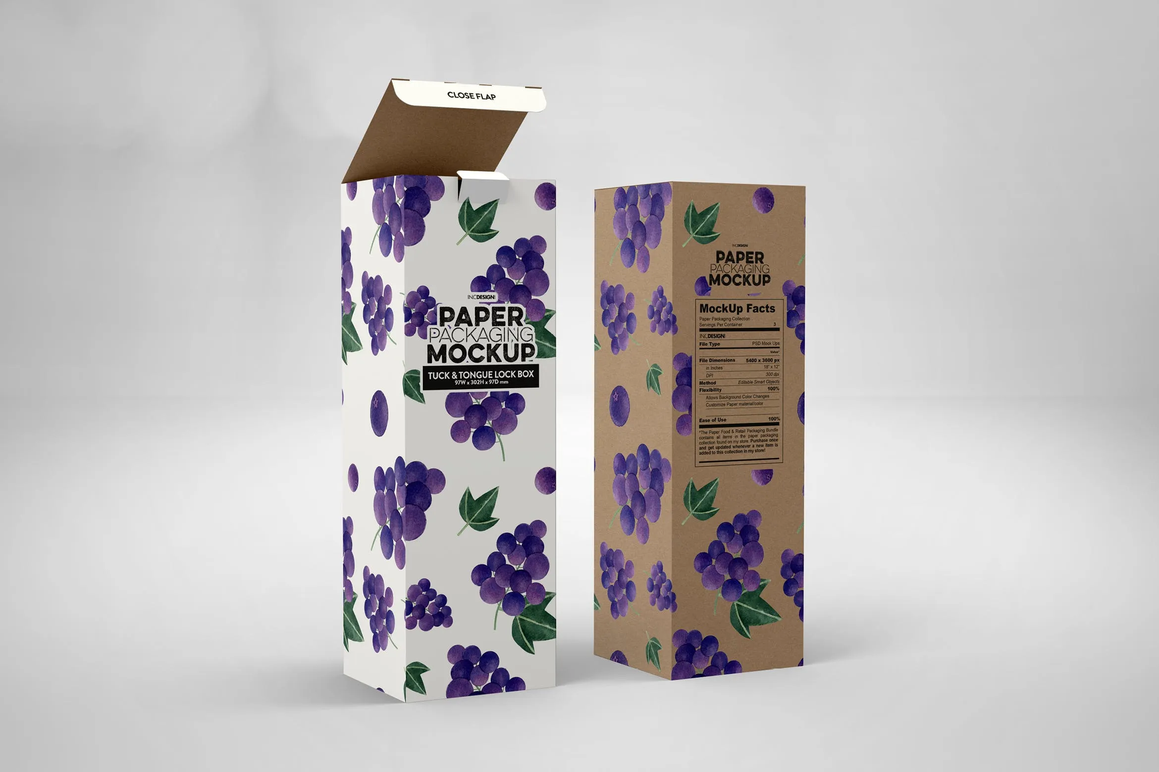 长方体产品包装盒设计效果图样机 Tall Box Tuckamp; Tongue Lock Mockup