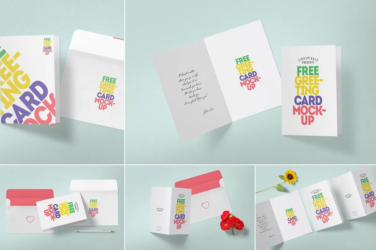 多用途祝福贺卡样机模板 Multipurpose Greeting Card Mockups