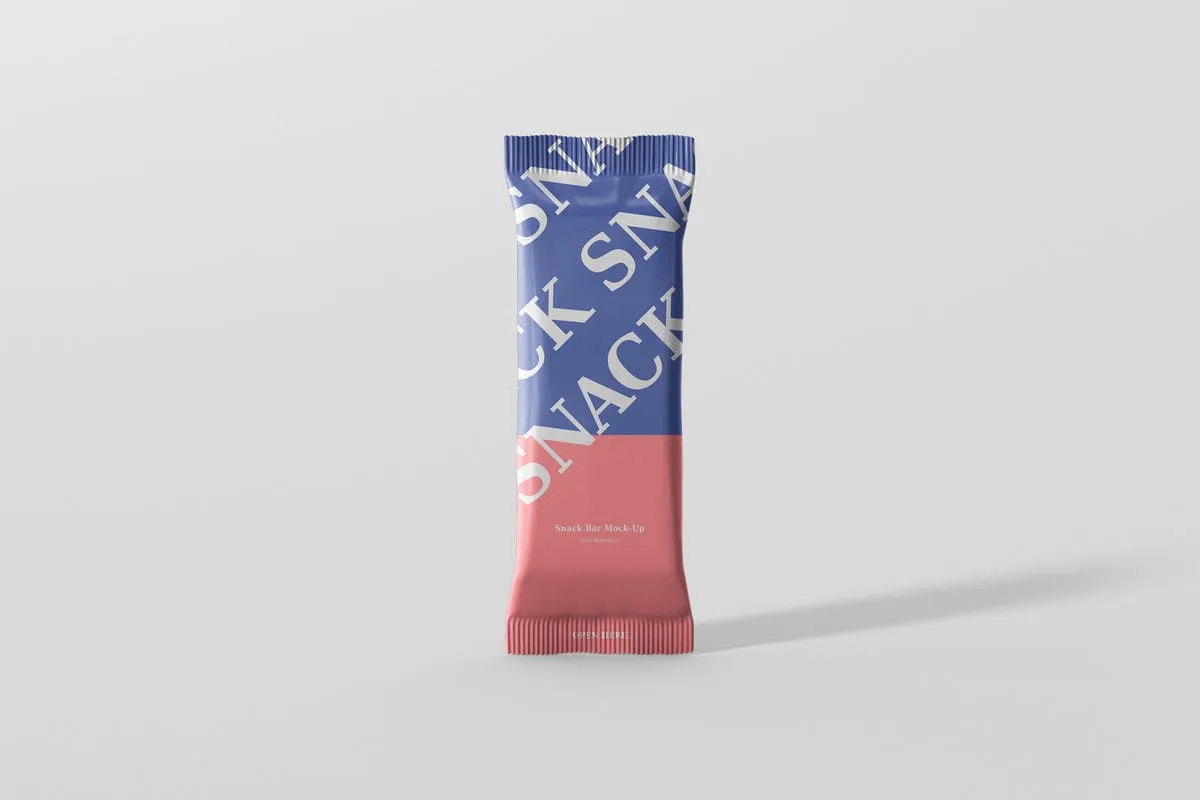 小吃/零食塑料袋包装样机模板 Snack Bar Mockup