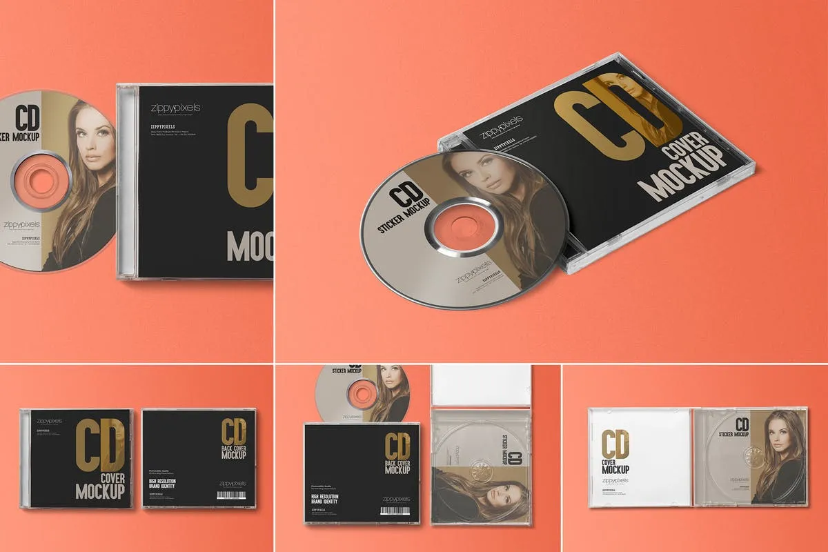 音乐CD光盘amp;包装盒样机 CD Labelamp; Case Mockups