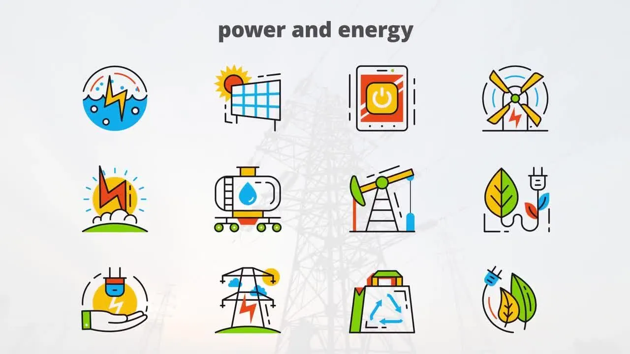 多彩和富有创意的动画图标集合像素设计精选AE模板