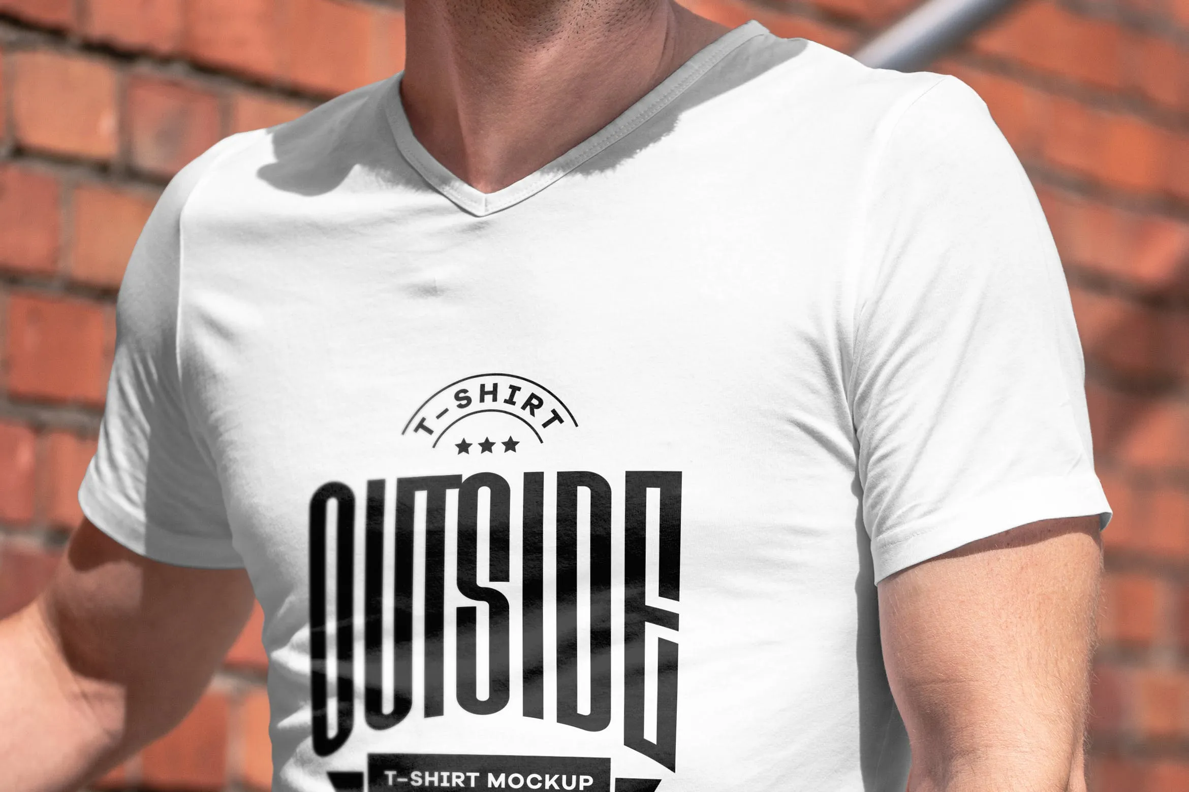 男士印花T恤真实模特上身效果图样机像素设计精选模板 T-Shirt Mock-up 5