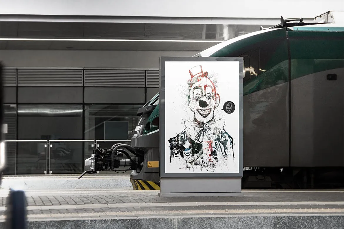 火车站/高铁站广告海报展示图样机模板 Train Station Poster Mock-up