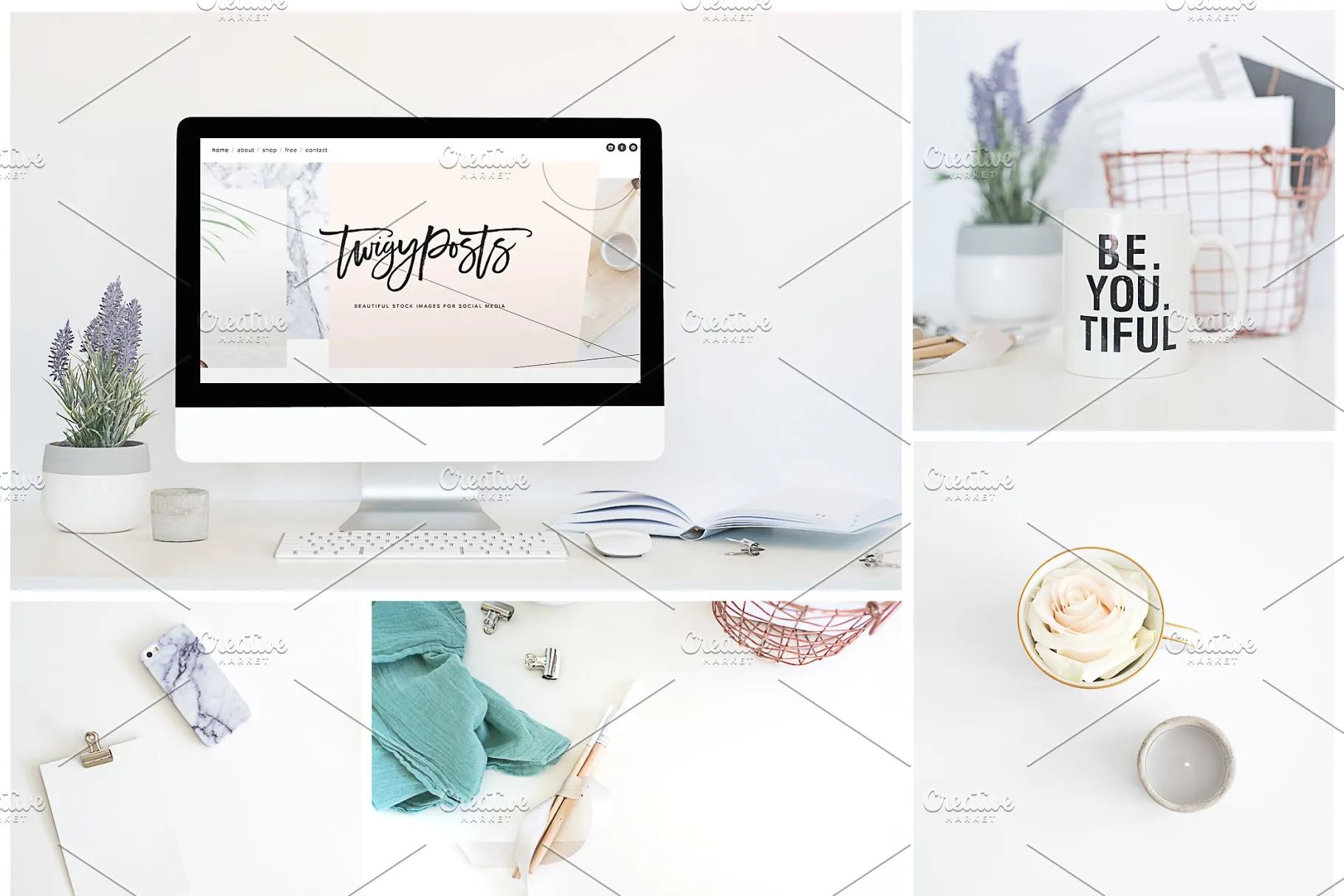 家庭办公场景样机模板 Styled Stock + Computer Mockup PSD