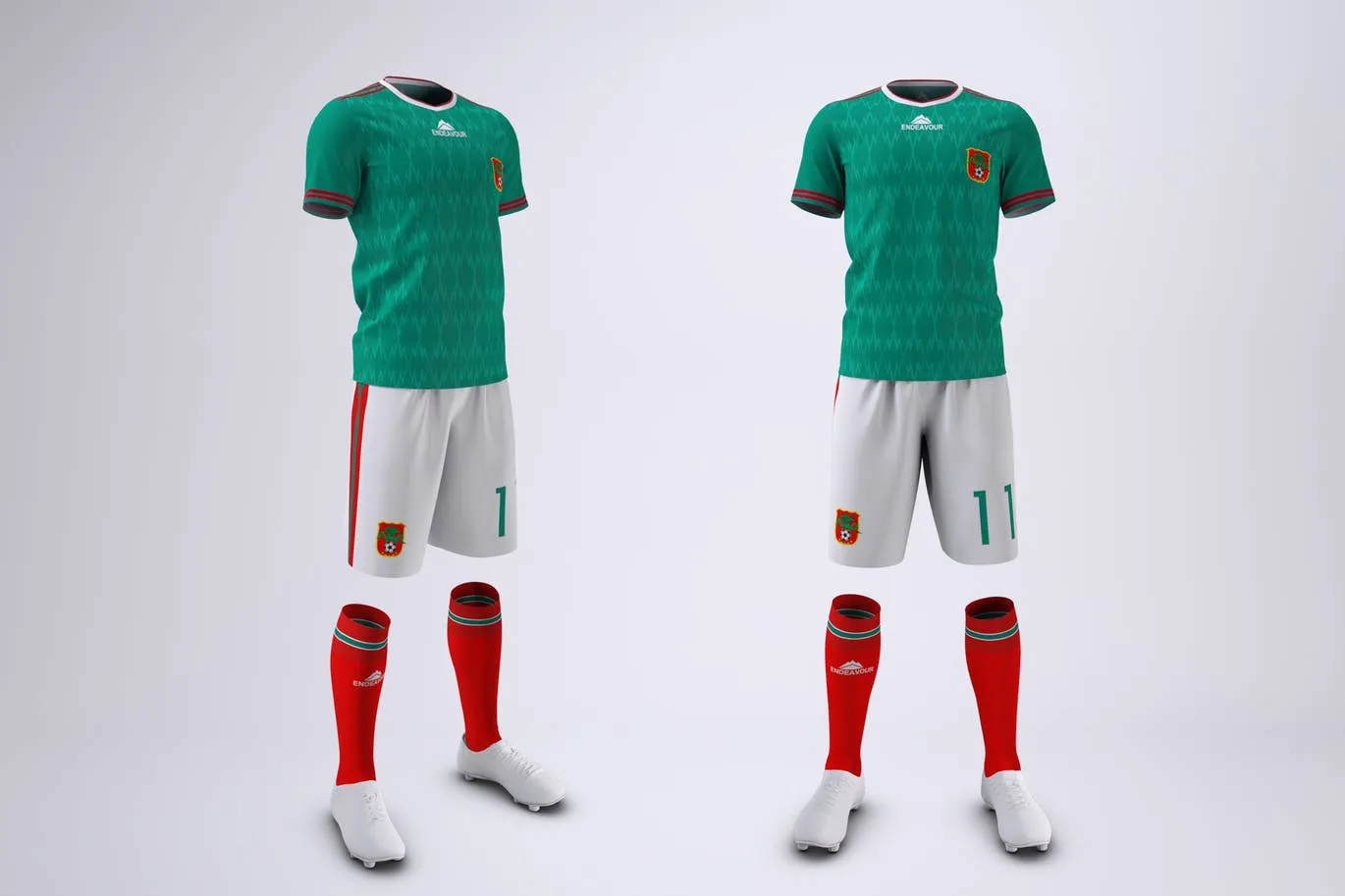 足球队服设计效果图预览样机 Soccer or Football Uniform Mock-Up