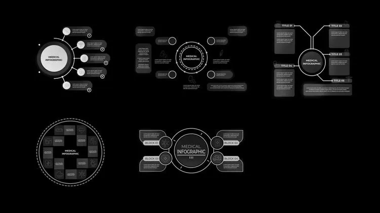 医疗信息图表图标像素设计精选AE模板