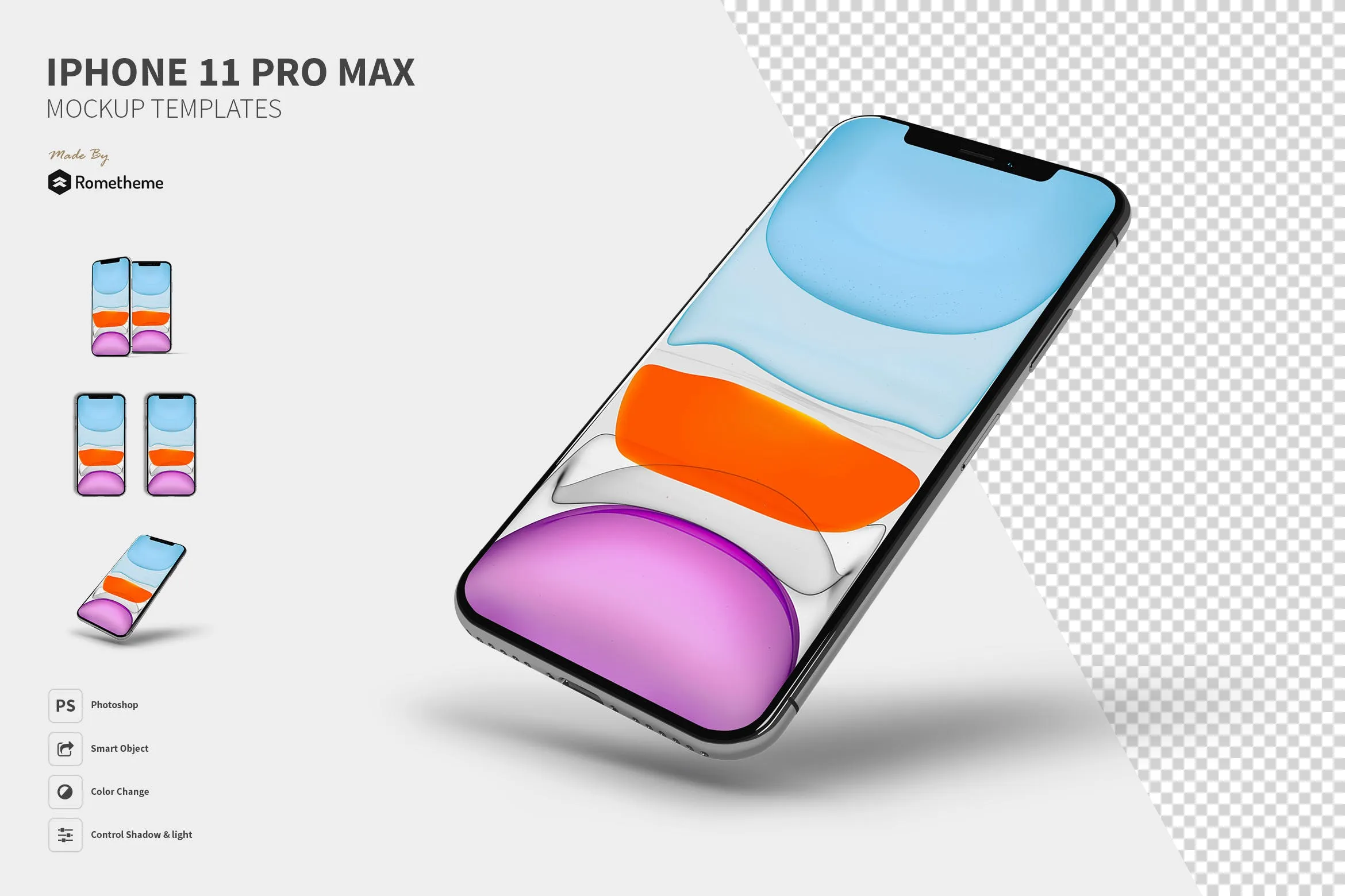 2019苹果旗舰手机iPhone 11 Pro Max像素设计精选样机模板 iPhone 11 Pro Max Mockups YR