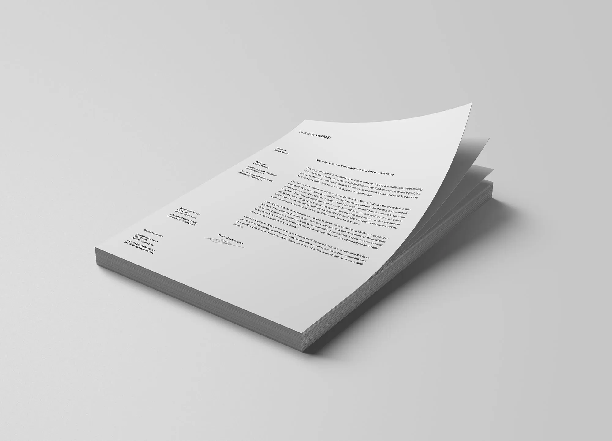 堆叠式信纸设计效果图样机模板 Stacked Letterheads Mockup