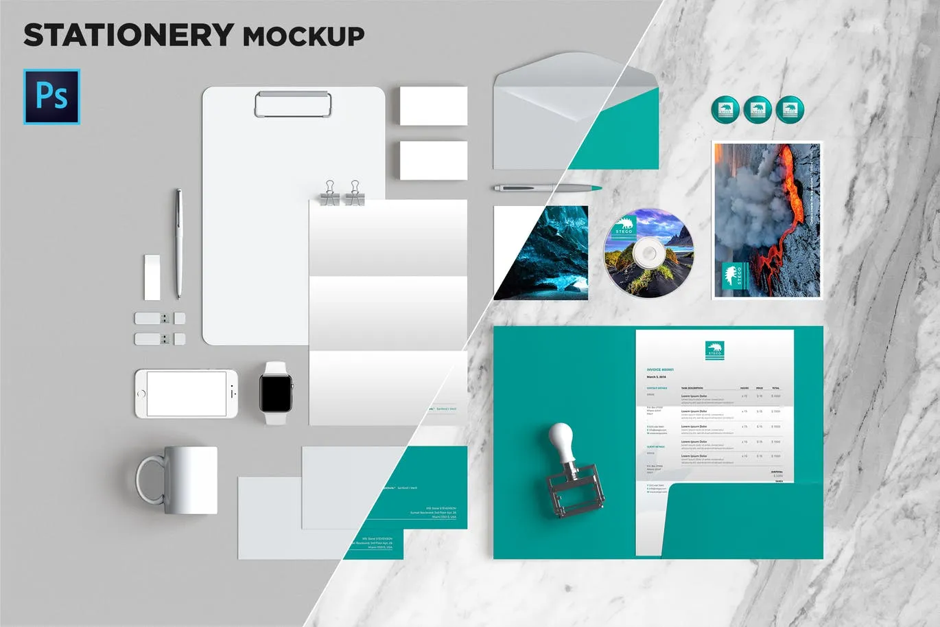 品牌VI标识设计企业办公文具像素设计精选模板09 Brand Identity / Stationery Mockup 09