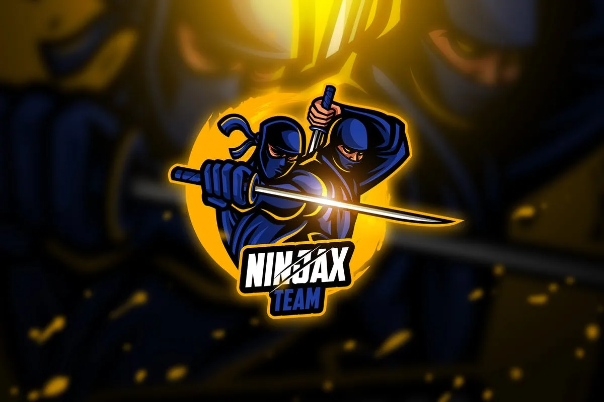 双刀蒙面忍者电子竞技战队队徽Logo模板 Ninja 4#8211; Mascotamp; Esport Logo