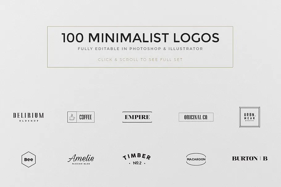 100个小微Logo模板及80个版式Logo模板 100 Minimal Logos + BONUS插图(3)