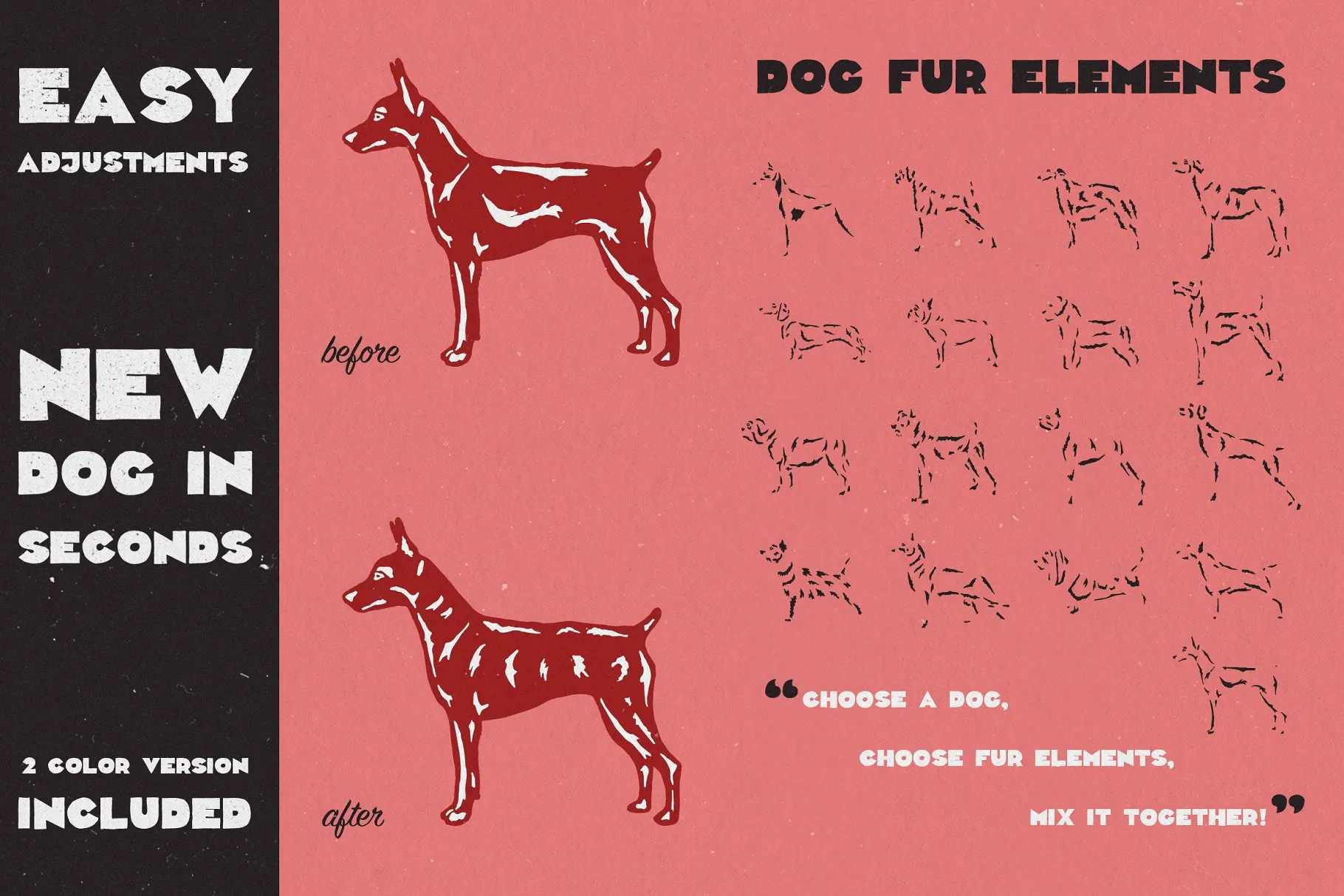 手绘涂鸦小狗剪影矢量插画素材 The Dogs Pack插图(2)