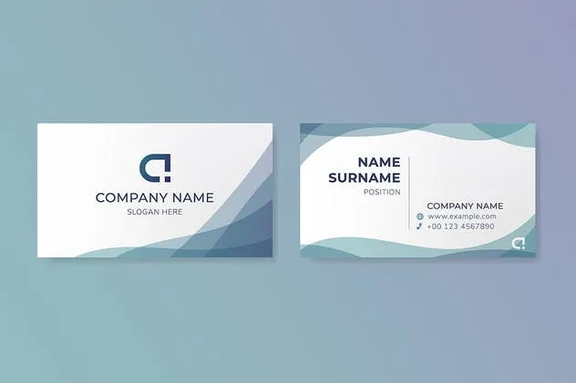 现代简约风设计蓝色企业名片设计模板 Modern Blue Business Card Template插图(1)