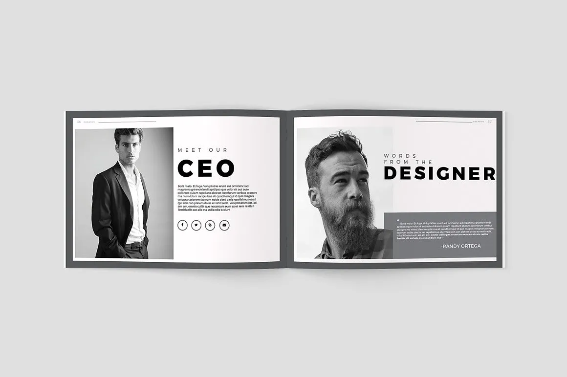 创意极简的黑白色调杂志手册模板下载[indd]插图(17)