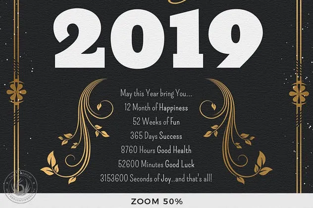 高级餐厅豪华金边框新年聚餐菜单PSD模板V1 New Year Menu Template V1插图(8)