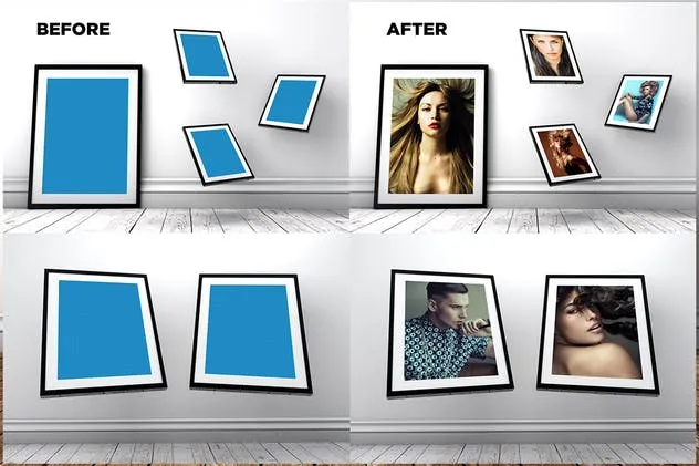 20款实木质感画框样机模板 20 Gravity Photo Frame Mockups插图(2)