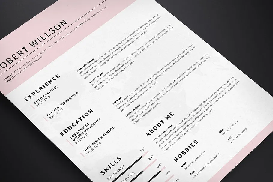 简约风格职场简历模板素材v2 Clean Resume Template Vol.2插图(4)